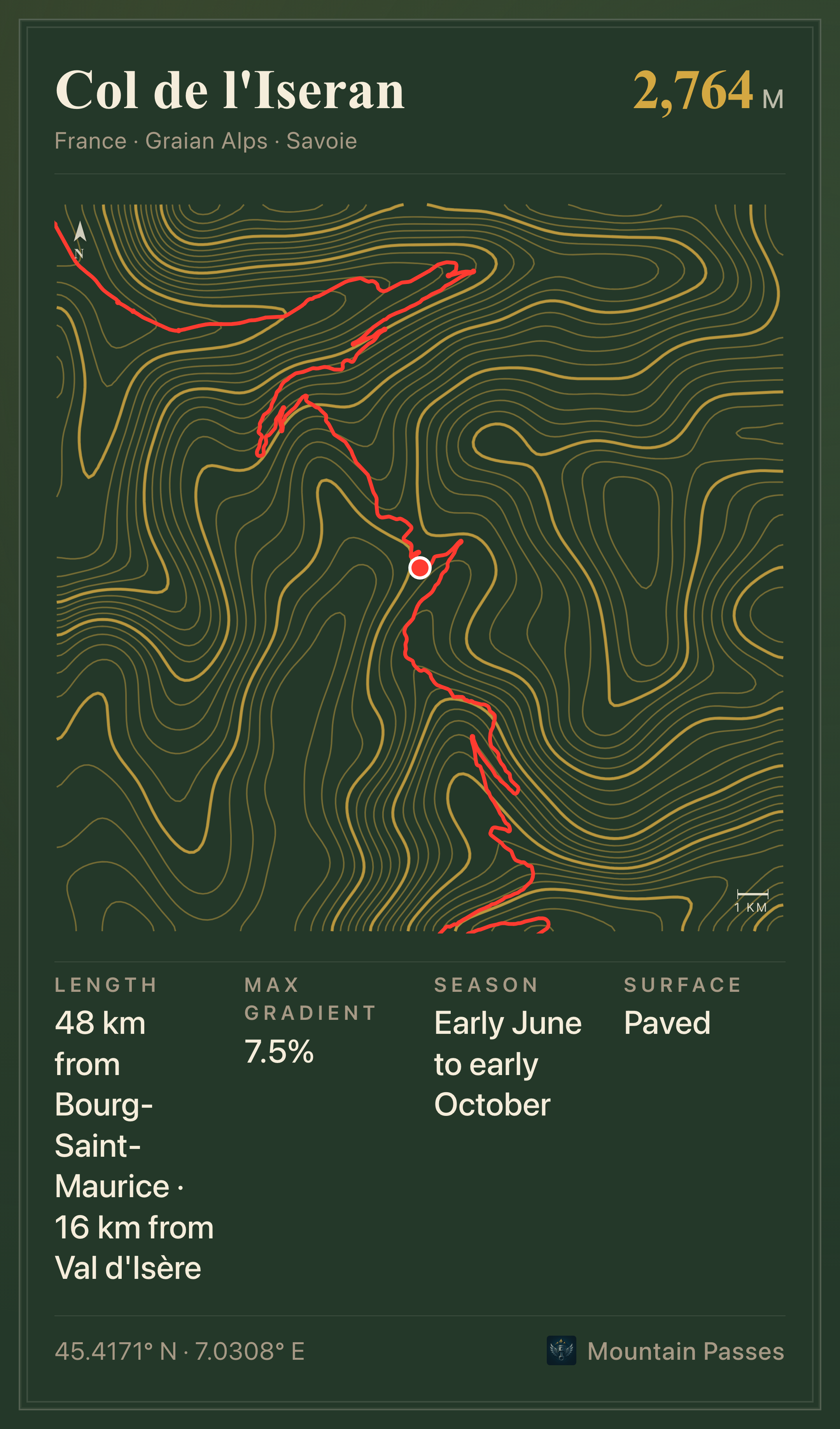 Topographic plate of Col de l'Iseran