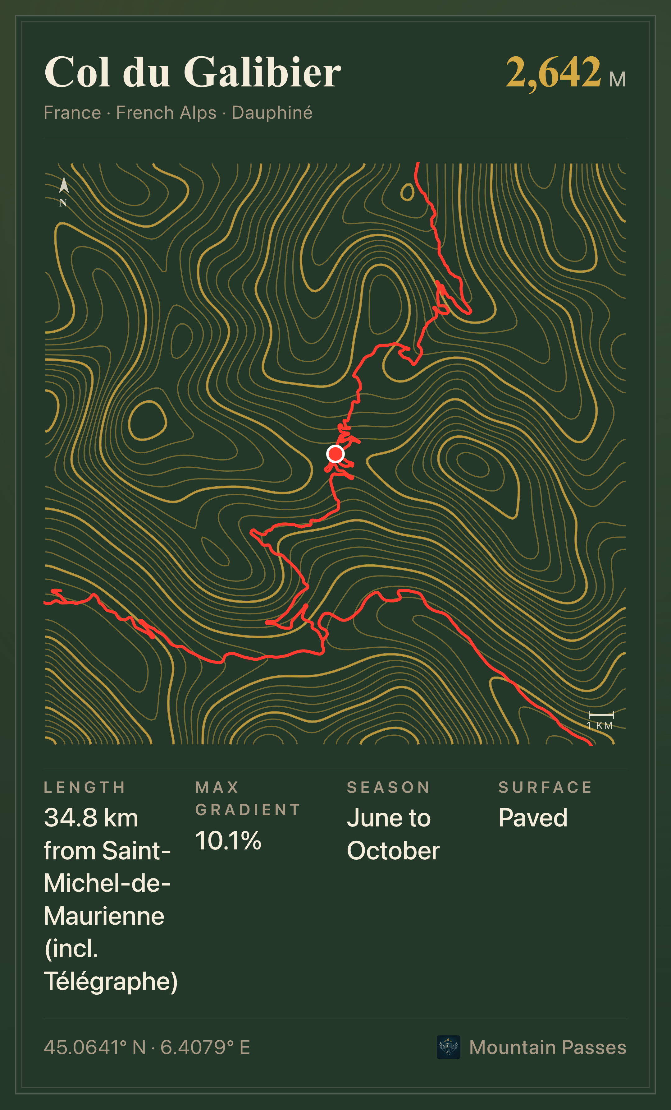 Topographic plate of Col du Galibier