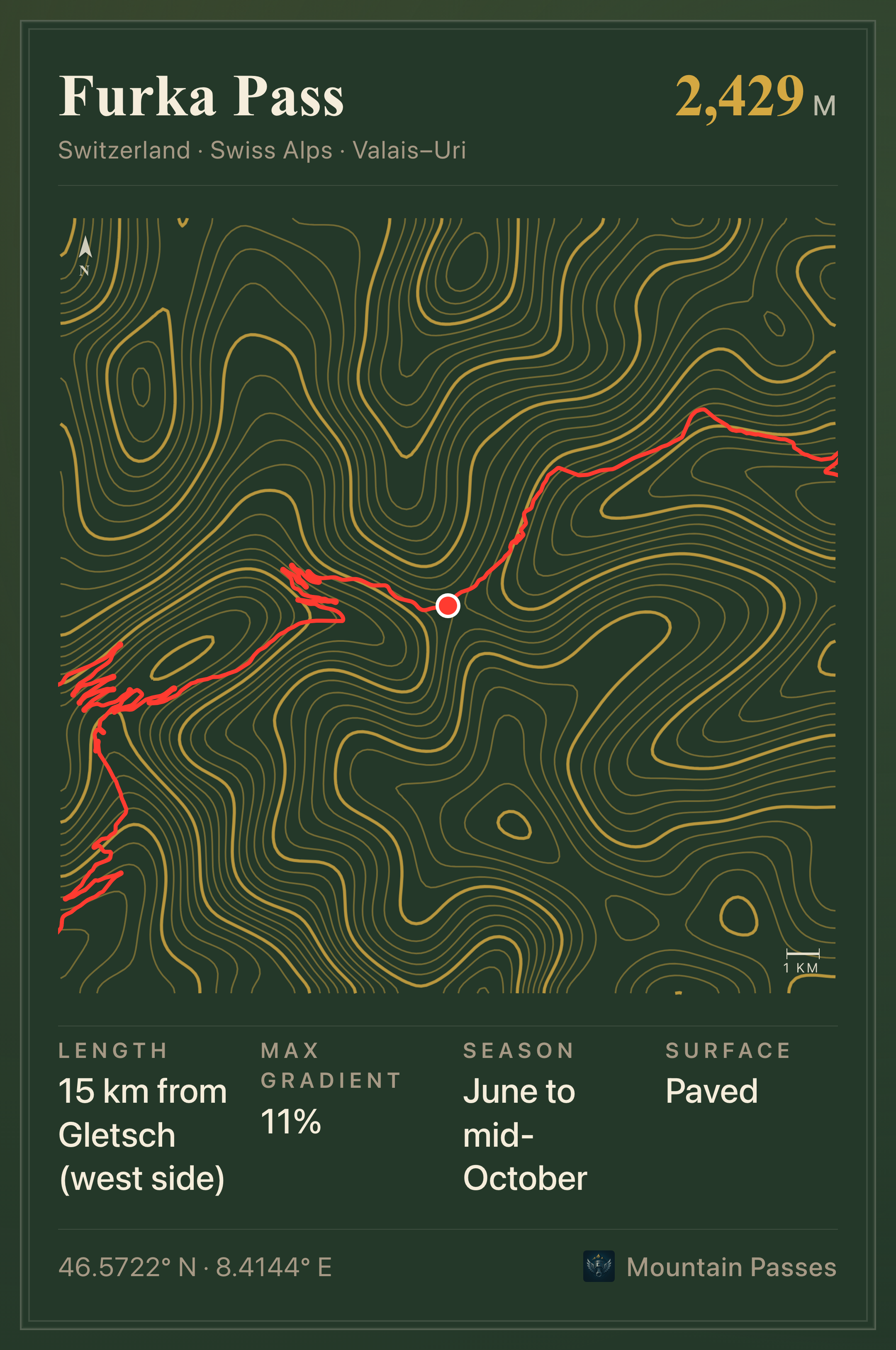 Topographic plate of Furka Pass