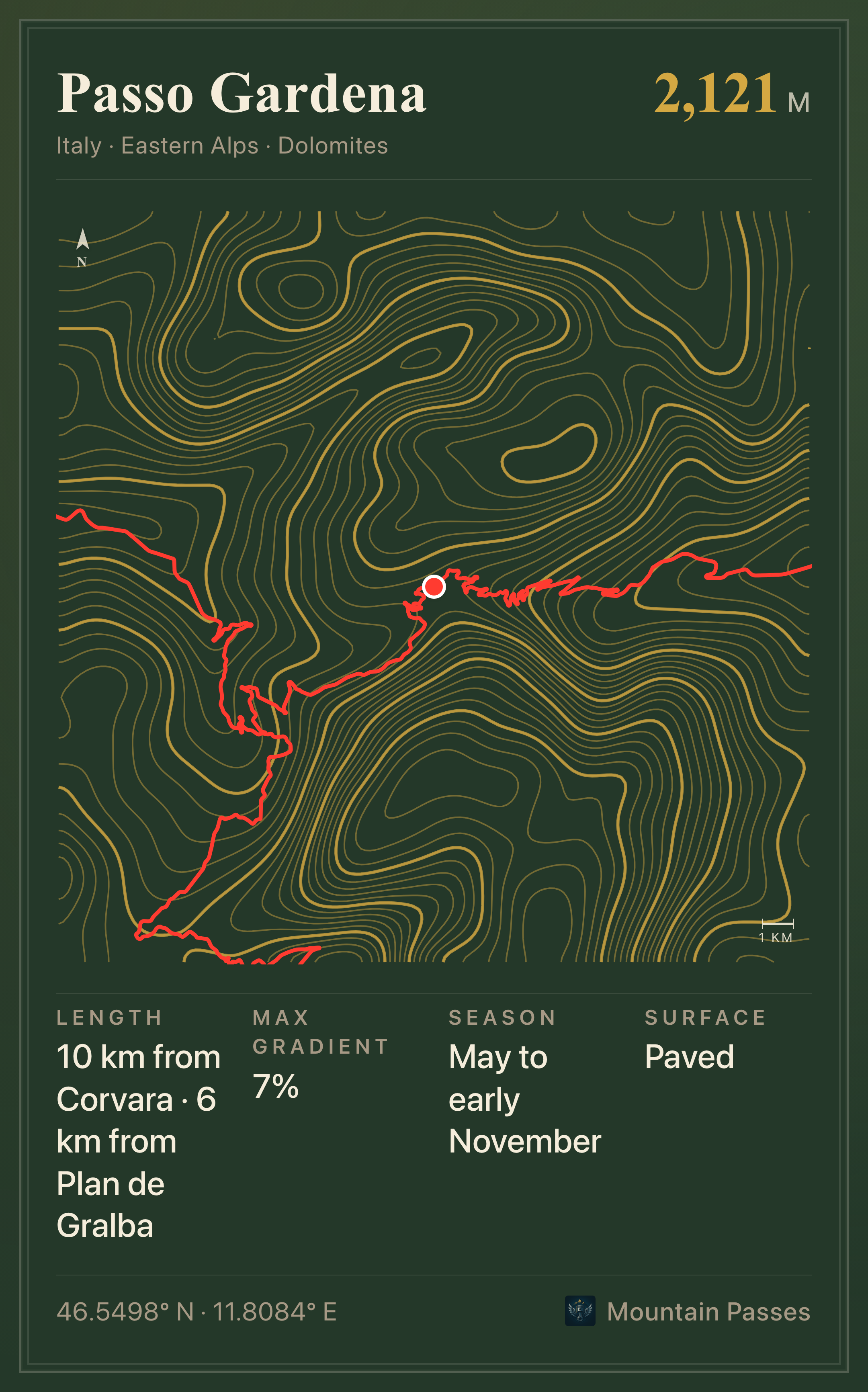 Topographic plate of Passo Gardena