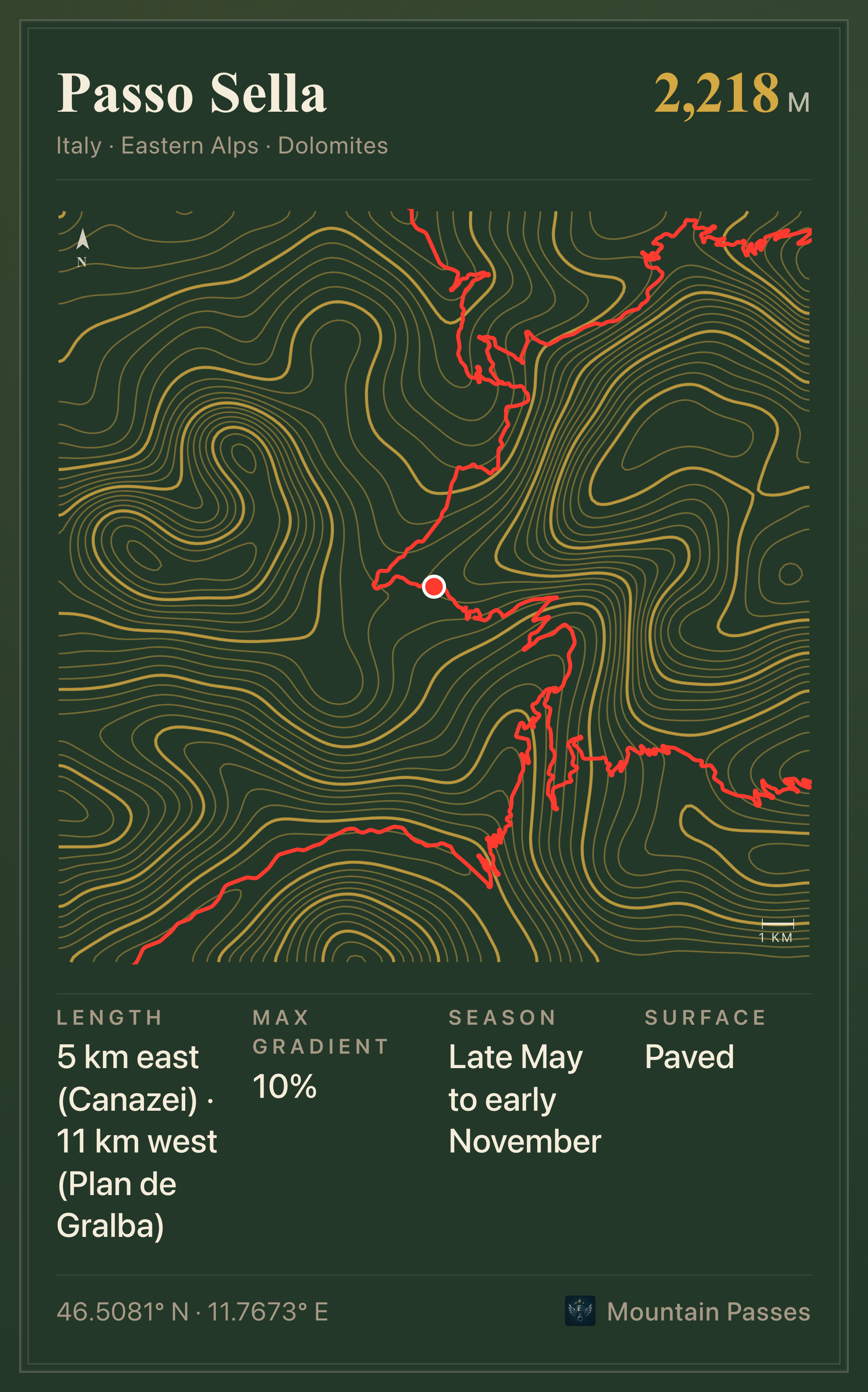 Topographic plate of Passo Sella