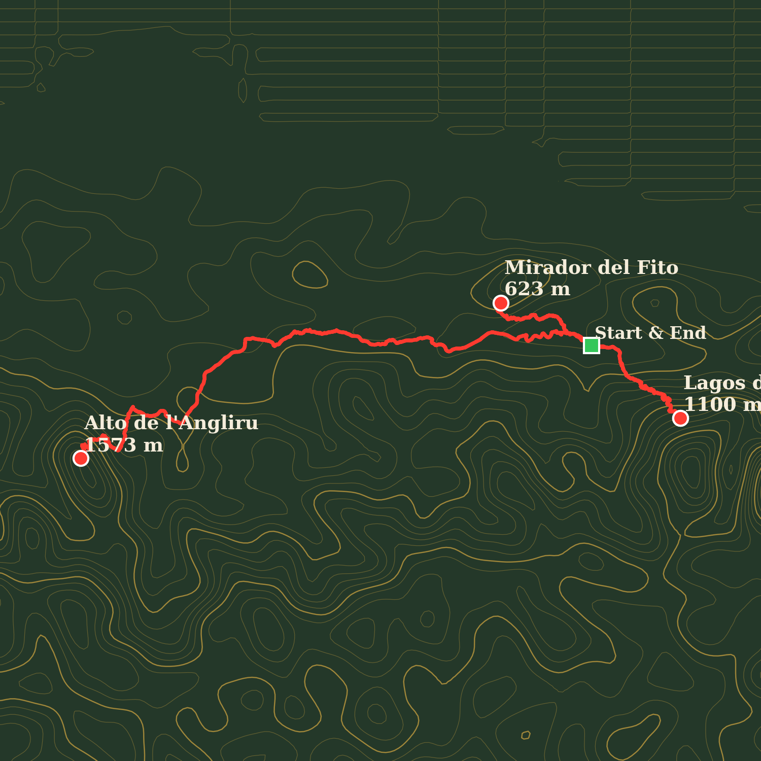 Route map of Picos de Europa Climbing Loop