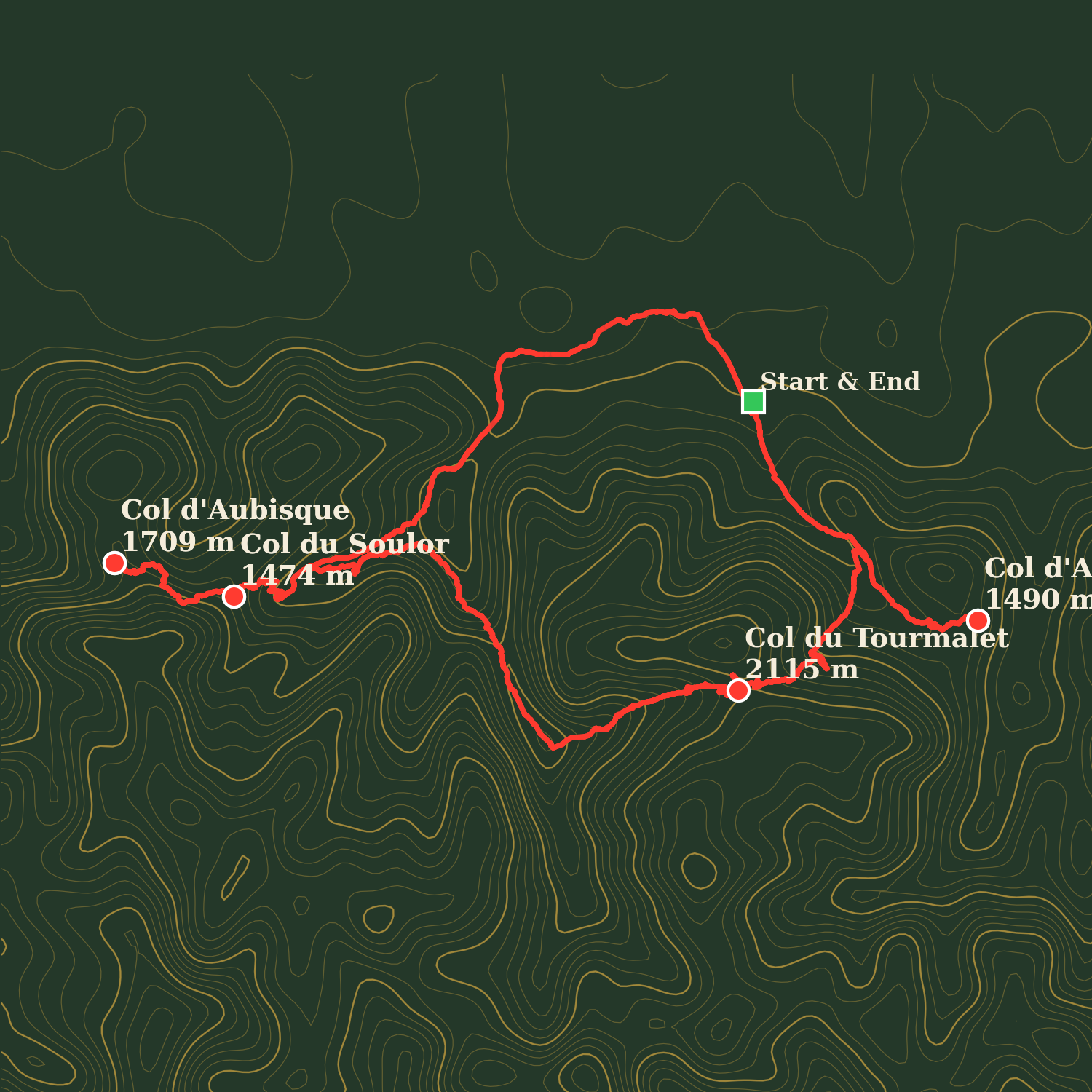 Route map of Pyrenees Grand Tour