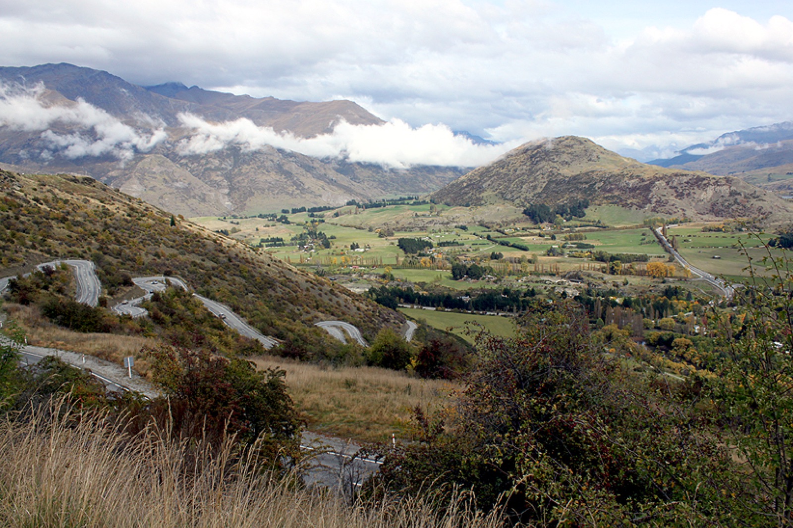 The Crown Range Road switchbacks above Queenstown